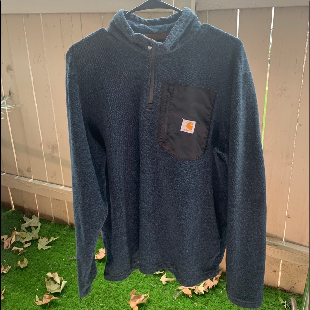 CARHARTT FLEECE QUARTER-ZIP W/ POCKET // LARGE